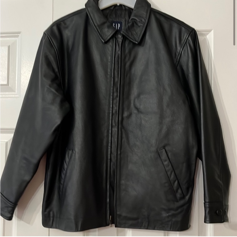 Gap black leather jacket